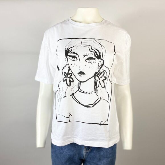 ZARA WOMAN GIRL FACE PRINT T-SHIRT GRAPHIC - Picture 2 of 6
